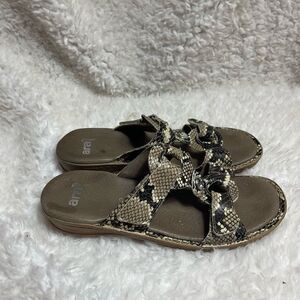 Ara leather snake skin print beige,khaki & black straps sandals EUR SZ39